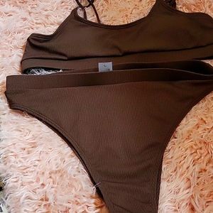 Chocolate ribbed bikini